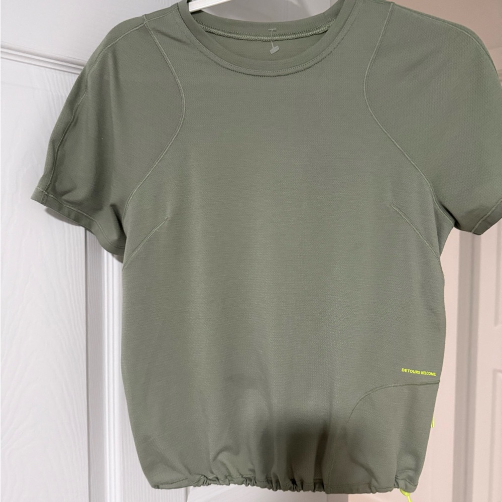 Lululemon Cinched Hem Women's Olive Green Athletic Top - Picture 2 of 6